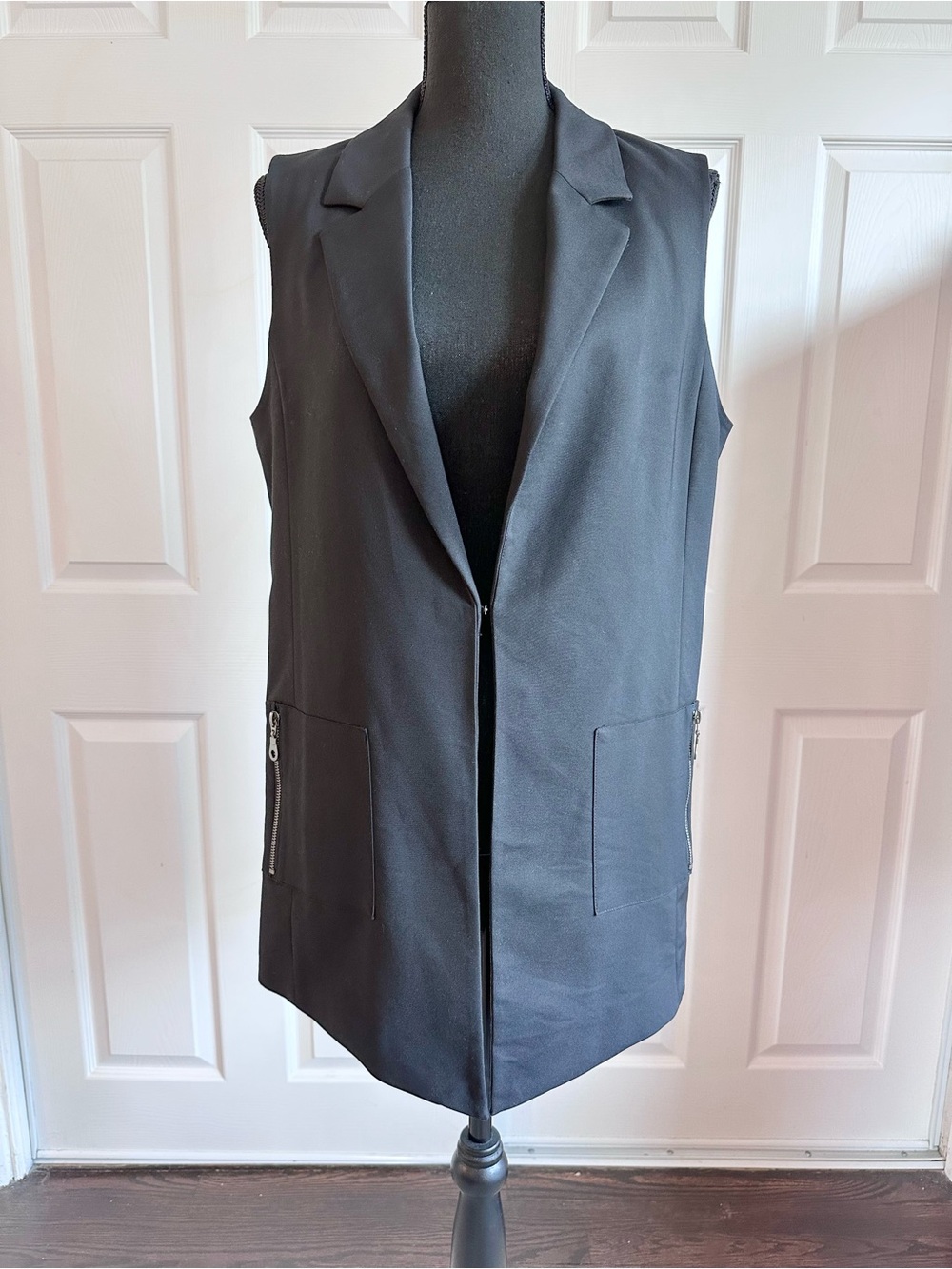 Tribal Black Sleeveless Structured Collared Vest